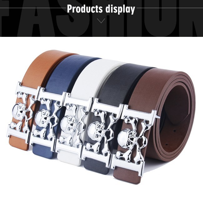(image for) Skull-Buckle Belt with Polished Metal Finish