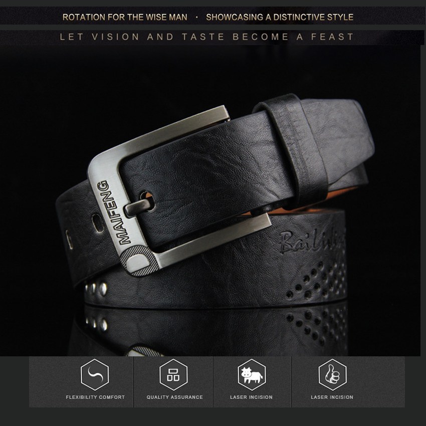 Textured black belt with metal buckle and perforated detail (image for) Textured black belt with metal buckle and perforated detail