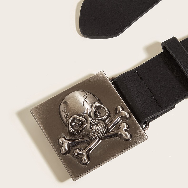 (image for) Skull Buckle Belt with Aged Metal Finish