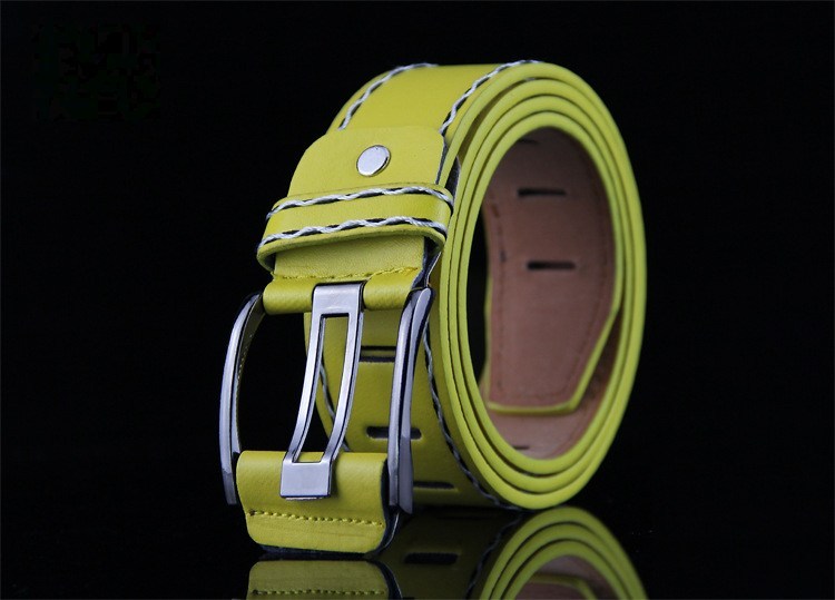 (image for) Double-prong buckle belt with contrast stitching