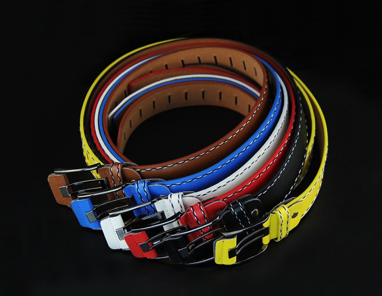 (image for) Double-prong buckle belt with contrast stitching