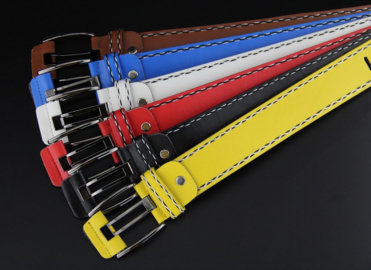 (image for) Double-prong buckle belt with contrast stitching