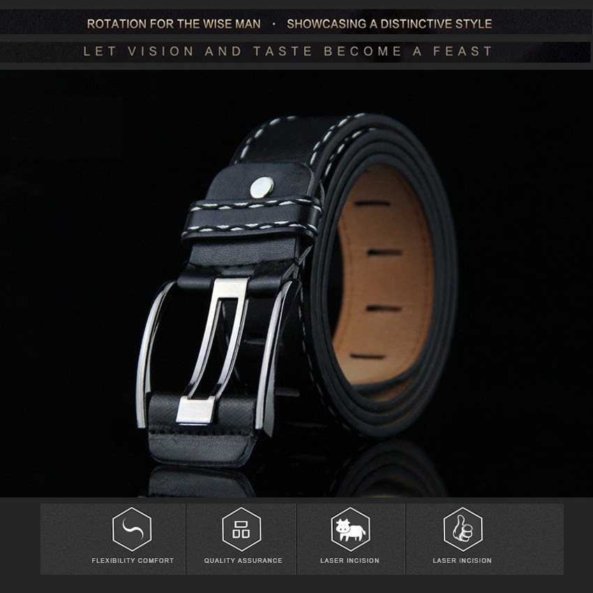 (imagen de) Cinturón con hebilla metálica doble y pespunte contrastado