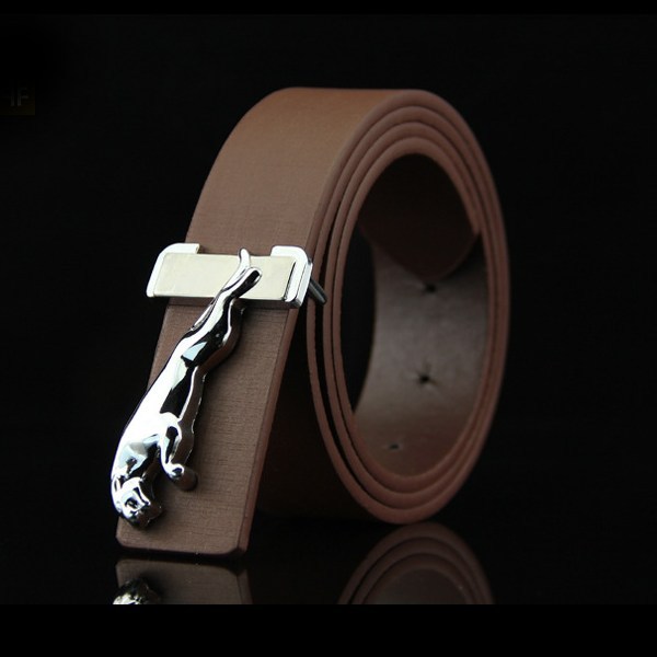 (image for) Belt with Chrome Panther Buckle — Smooth Finish