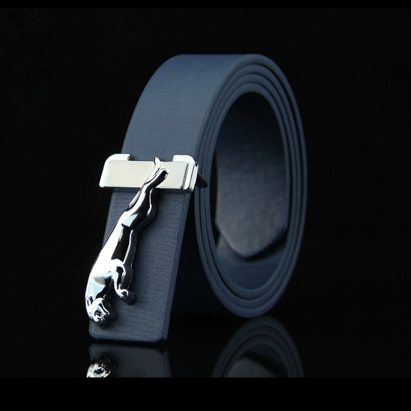 (image for) Belt with Chrome Panther Buckle — Smooth Finish