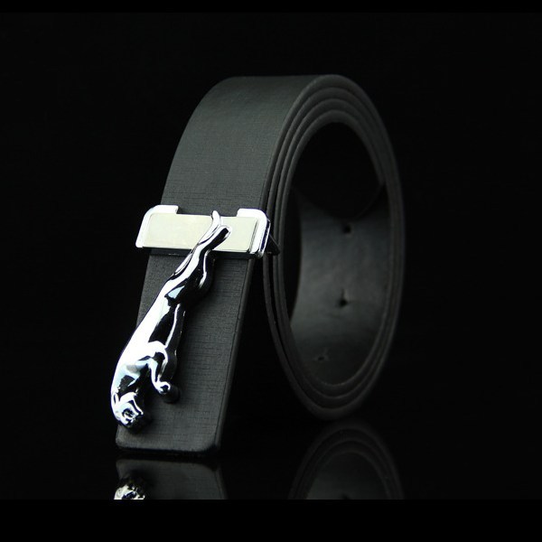 (image for) Belt with Chrome Panther Buckle — Smooth Finish