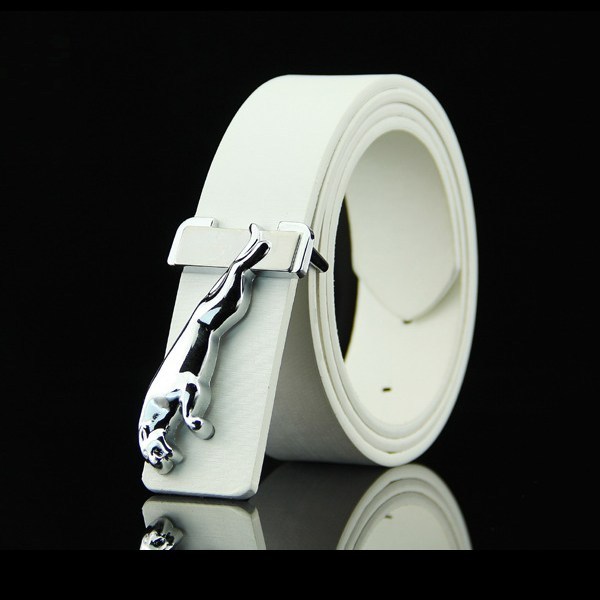 (image for) Belt with Chrome Panther Buckle — Smooth Finish