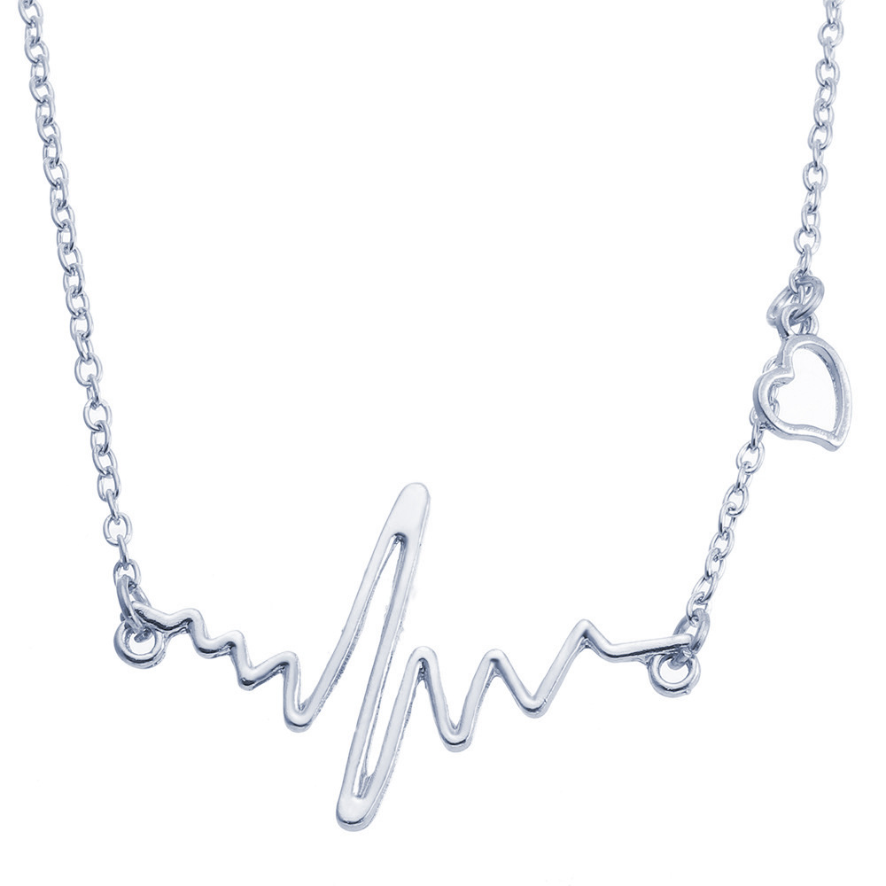 (imagen de) Collar latido ECG con corazón, acabado metálico