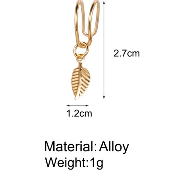 (image for) Leaf Charm Alloy Drop Earrings — Gold & Silver