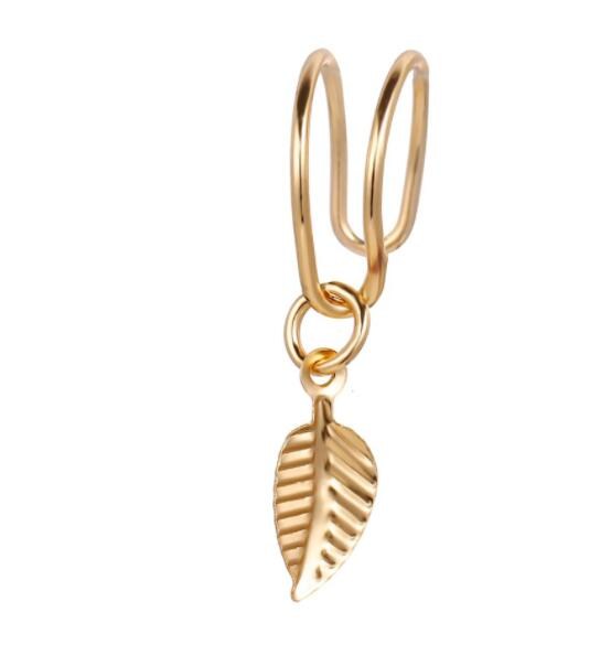 (image for) Leaf Charm Alloy Drop Earrings — Gold & Silver