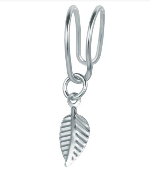 (image for) Leaf Charm Alloy Drop Earrings — Gold & Silver