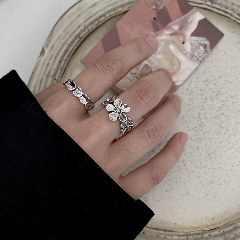Silver-tone floral ring set (image for) Silver-tone floral ring set