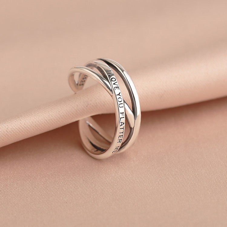 (image for) Adjustable silver ring with engraved message