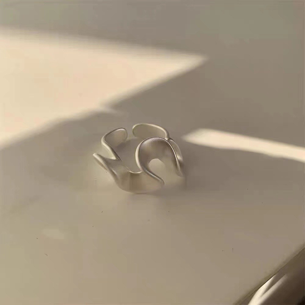 Silver-tone adjustable wave ring (image for) Silver-tone adjustable wave ring