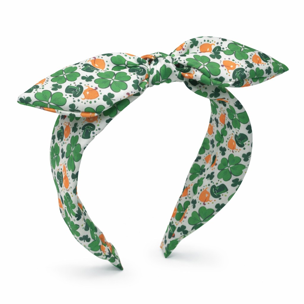 (image for) Knotted fabric headband with clover print