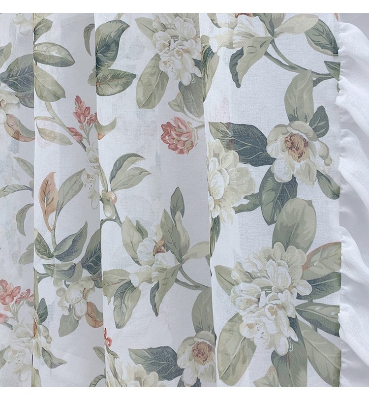 (image for) Sheer Floral Curtain with Ruffled Edges
