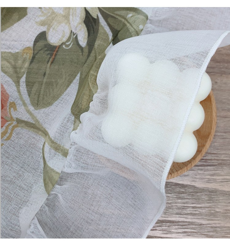 (image for) Sheer Floral Curtain with Ruffled Edges