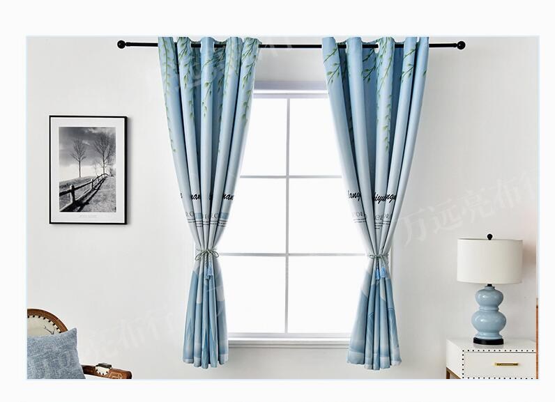 (image for) Curtain with botanical top and geometric base, eyelet headers