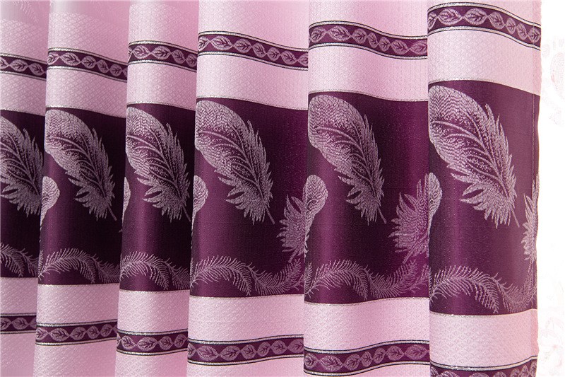 (image for) Feather‑stripe curtain in pink & purple with eyelet top