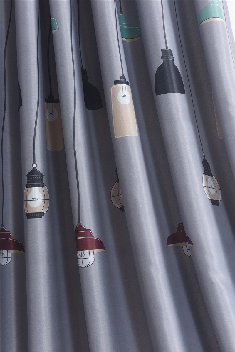 (image for) Lamp-print curtain with sheer layer and eyelets