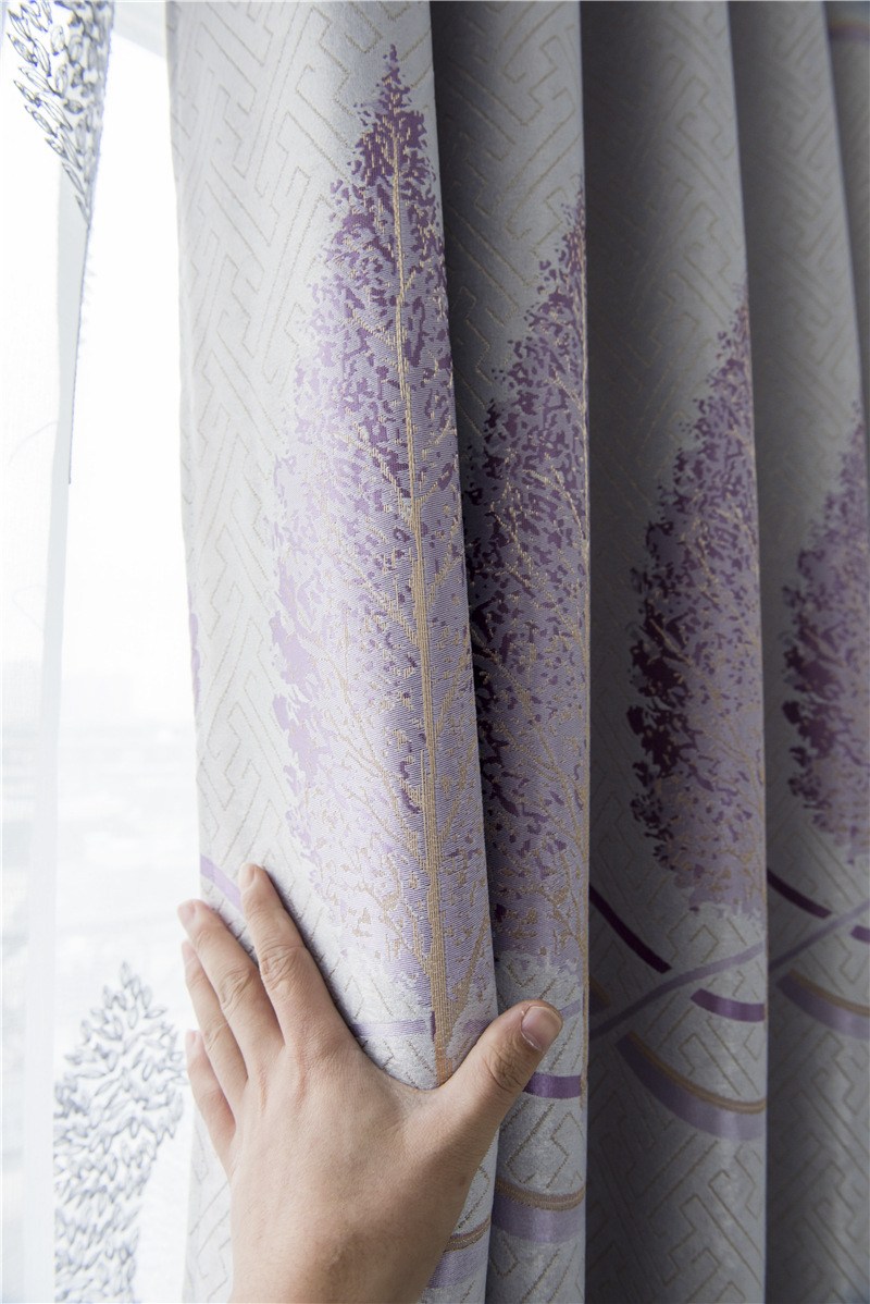 (image for) Leaf-motif jacquard curtain with wavy border