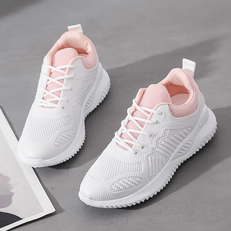 Zapatilla deportiva de malla blanca con forro rosa (imagen de) Zapatilla deportiva de malla blanca con forro rosa