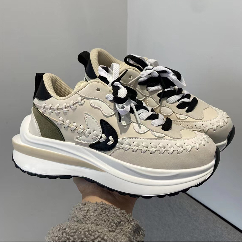 Chunky sneaker with braided stitch detail and mixed finish (image for) Chunky sneaker with braided stitch detail and mixed finish