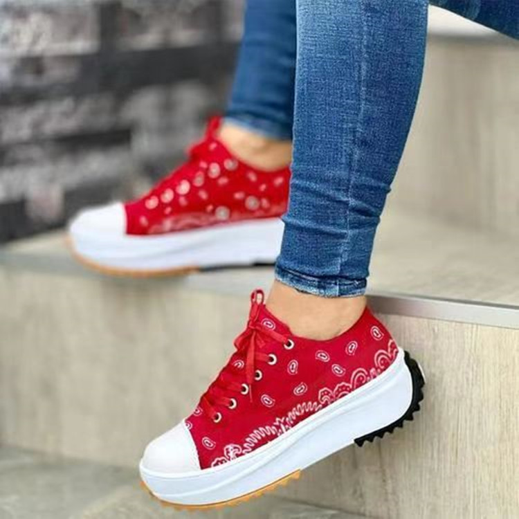 Platform sneaker with bandana print and reinforced toe (image for) Platform sneaker with bandana print and reinforced toe
