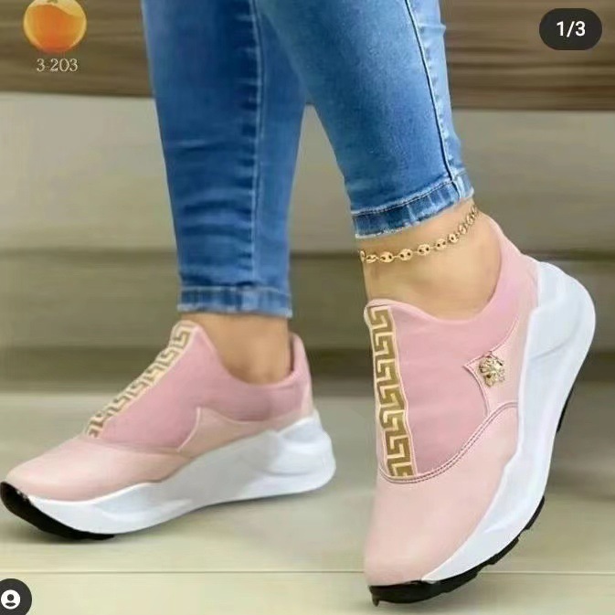 Slip-on sneaker with gold Greek-key trim and chunky sole (image for) Slip-on sneaker with gold Greek-key trim and chunky sole