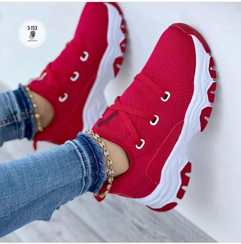 Chunky knit sneakers with white sole