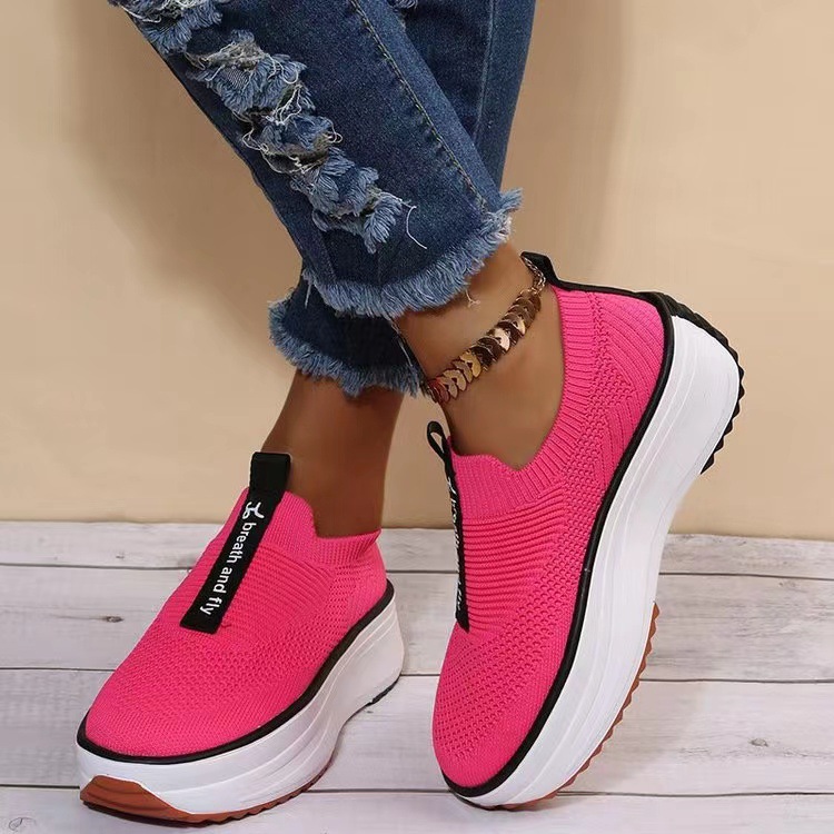 Zapatilla slip-on con plataforma y empeine de punto (imagen de) Zapatilla slip-on con plataforma y empeine de punto