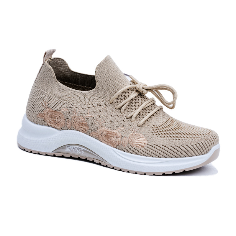 (image for) Knitted Sport Sneaker with Floral Embroidery and Platform Sole
