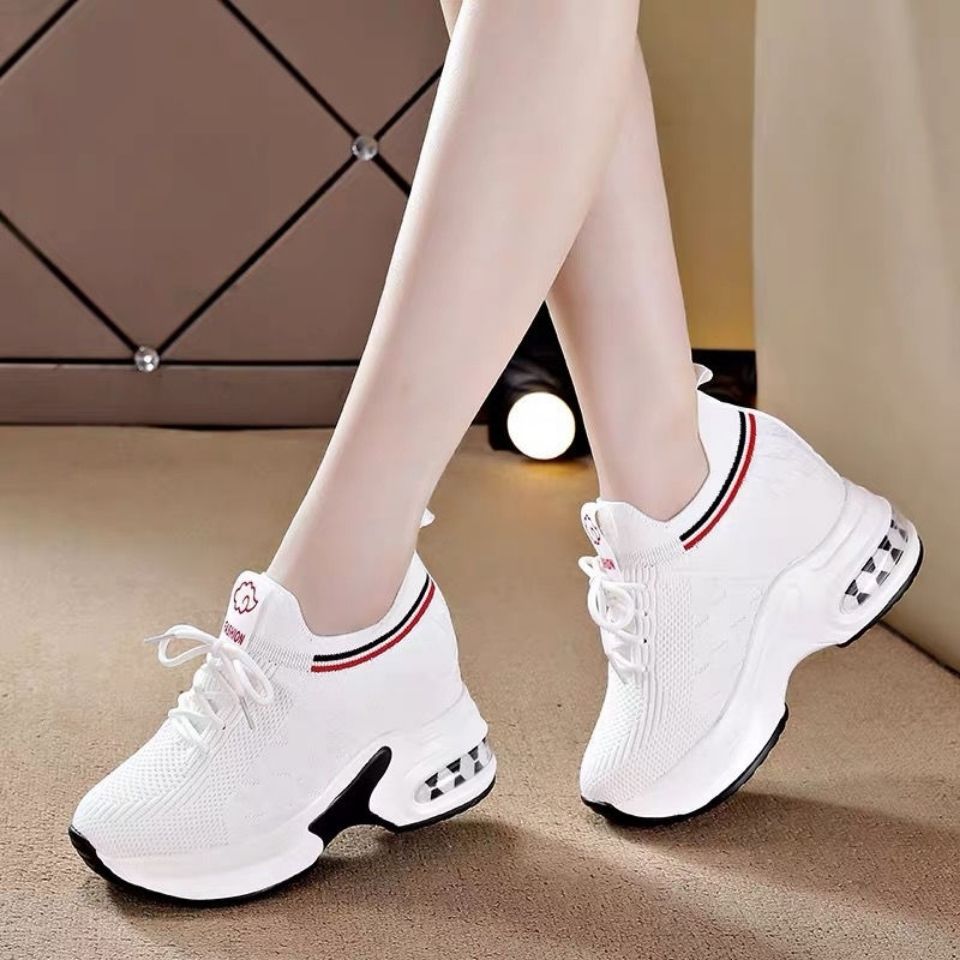 Sock‑knit platform sneaker with visible heel cushion (image for) Sock‑knit platform sneaker with visible heel cushion