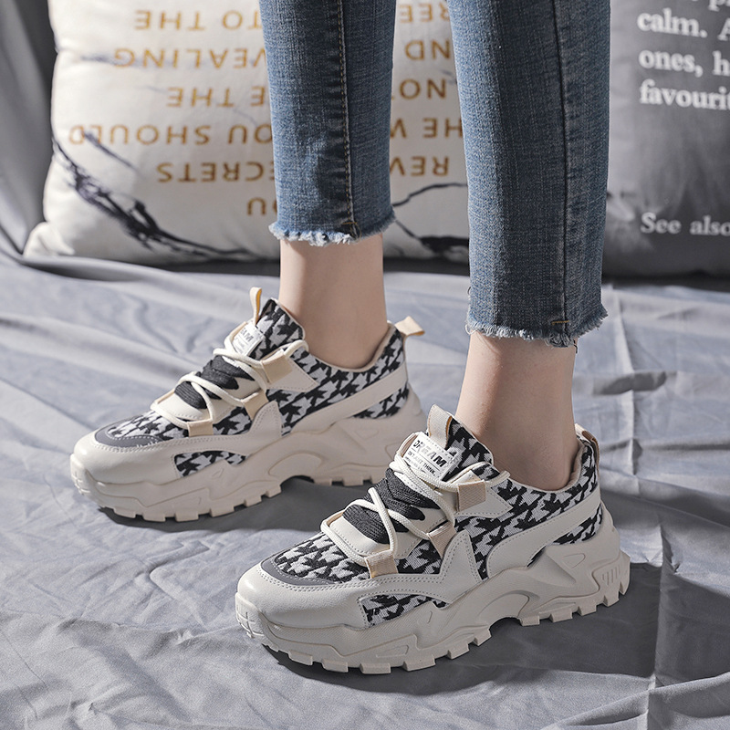(image for) Chunky houndstooth sneakers with track sole