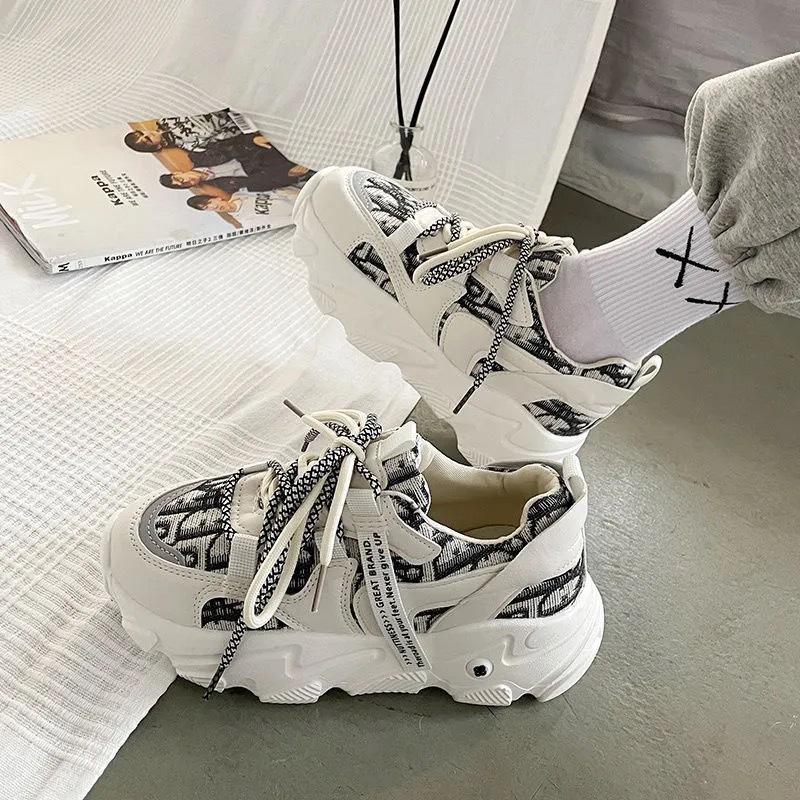 (image for) Chunky sneakers with graphic panels and platform sole