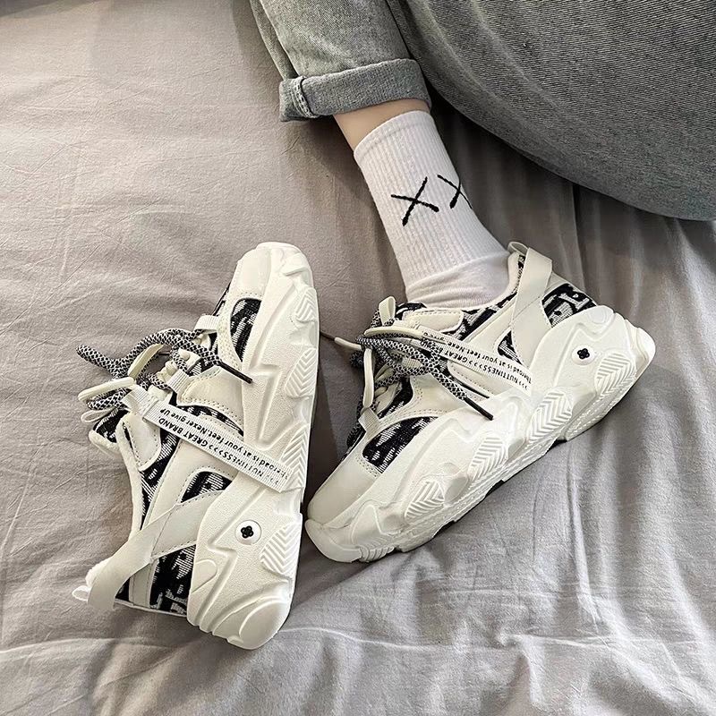 (image for) Chunky sneakers with graphic panels and platform sole
