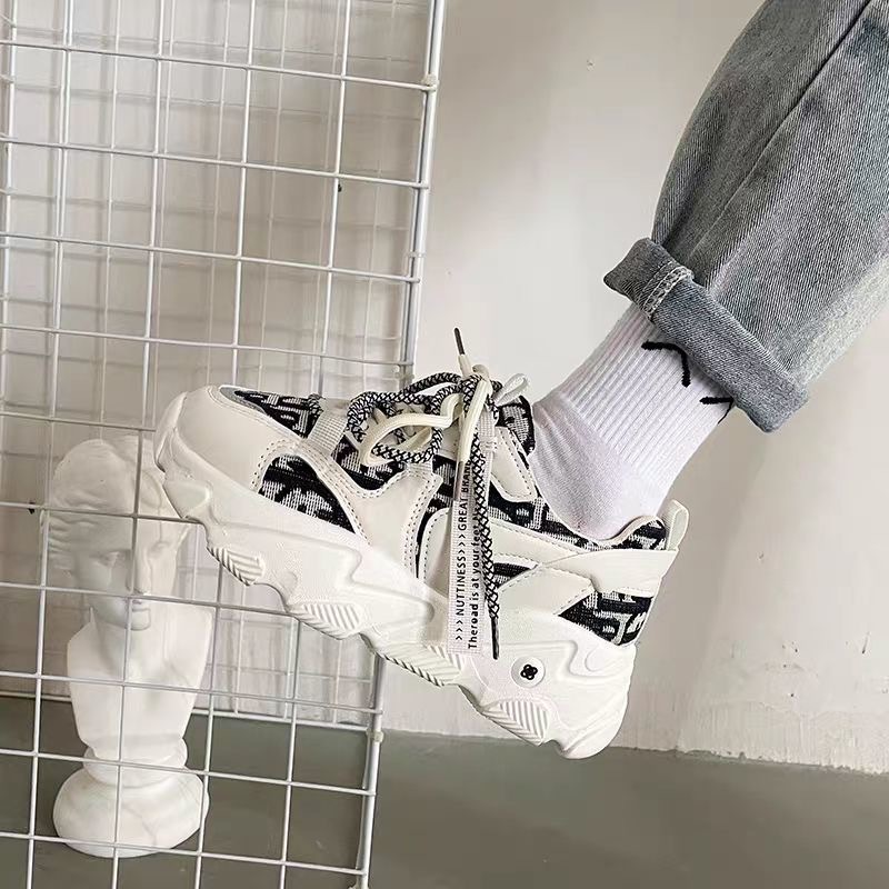 (image for) Chunky sneakers with graphic panels and platform sole