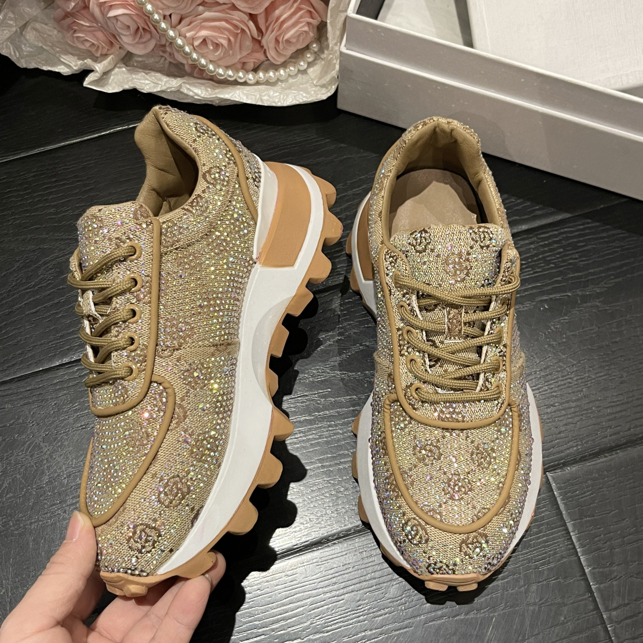 (image for) Crystal-embellished chunky sneaker