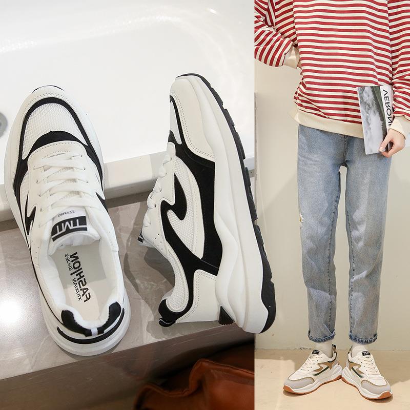 (image for) Chunky sneakers with wavy side panel and layered finish