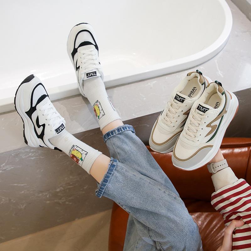 (image for) Chunky sneakers with wavy side panel and layered finish