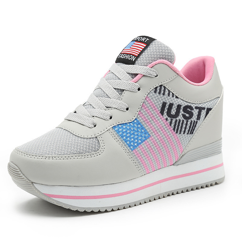 (image for) Hidden-wedge sneaker with flag print