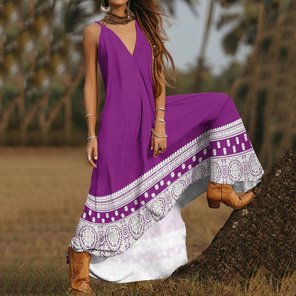Boho border-print maxi summer dress (image for) Boho border-print maxi summer dress