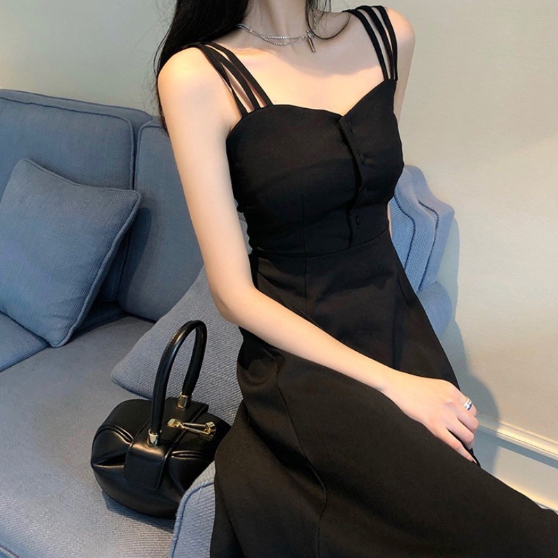 (image for) Midi Fitted Dress with Triple Straps and Sweetheart Neckline