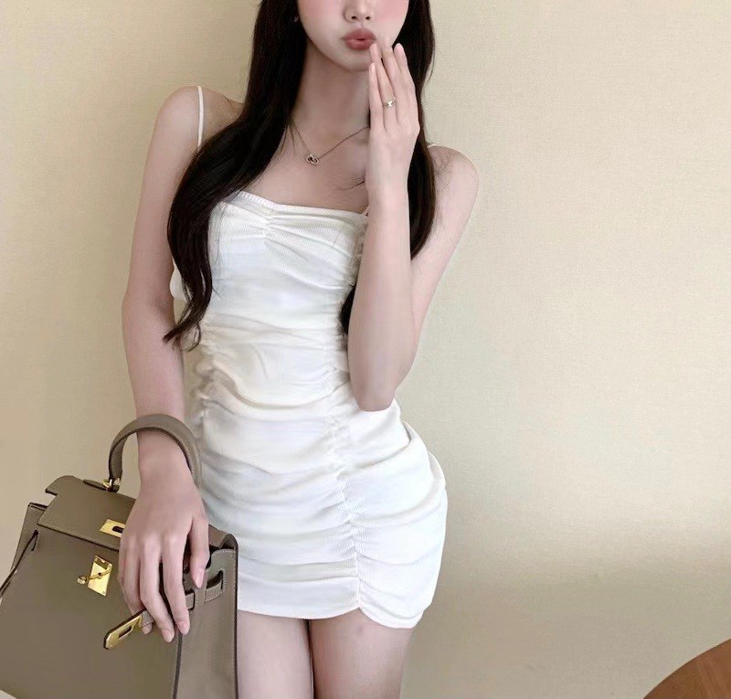 (imagen de) Vestido mini ajustado fruncido canalé
