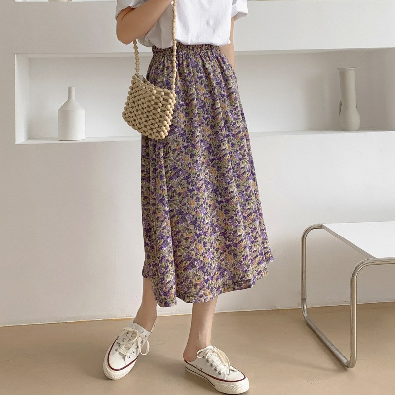 (imagen de) Falda midi evasé con estampado floral
