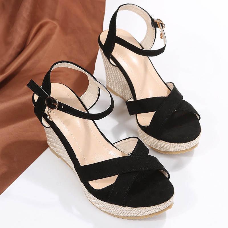 (image for) Classic cross-strap espadrille wedge with comfortable ankle hold