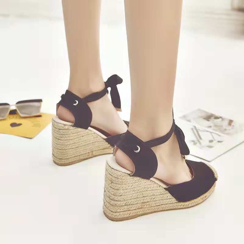 (image for) Ankle-tie wedge espadrille with closed toe