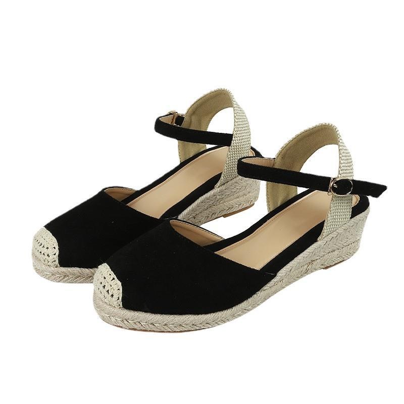 (image for) Low-wedge espadrille with closed toe and adjustable strap