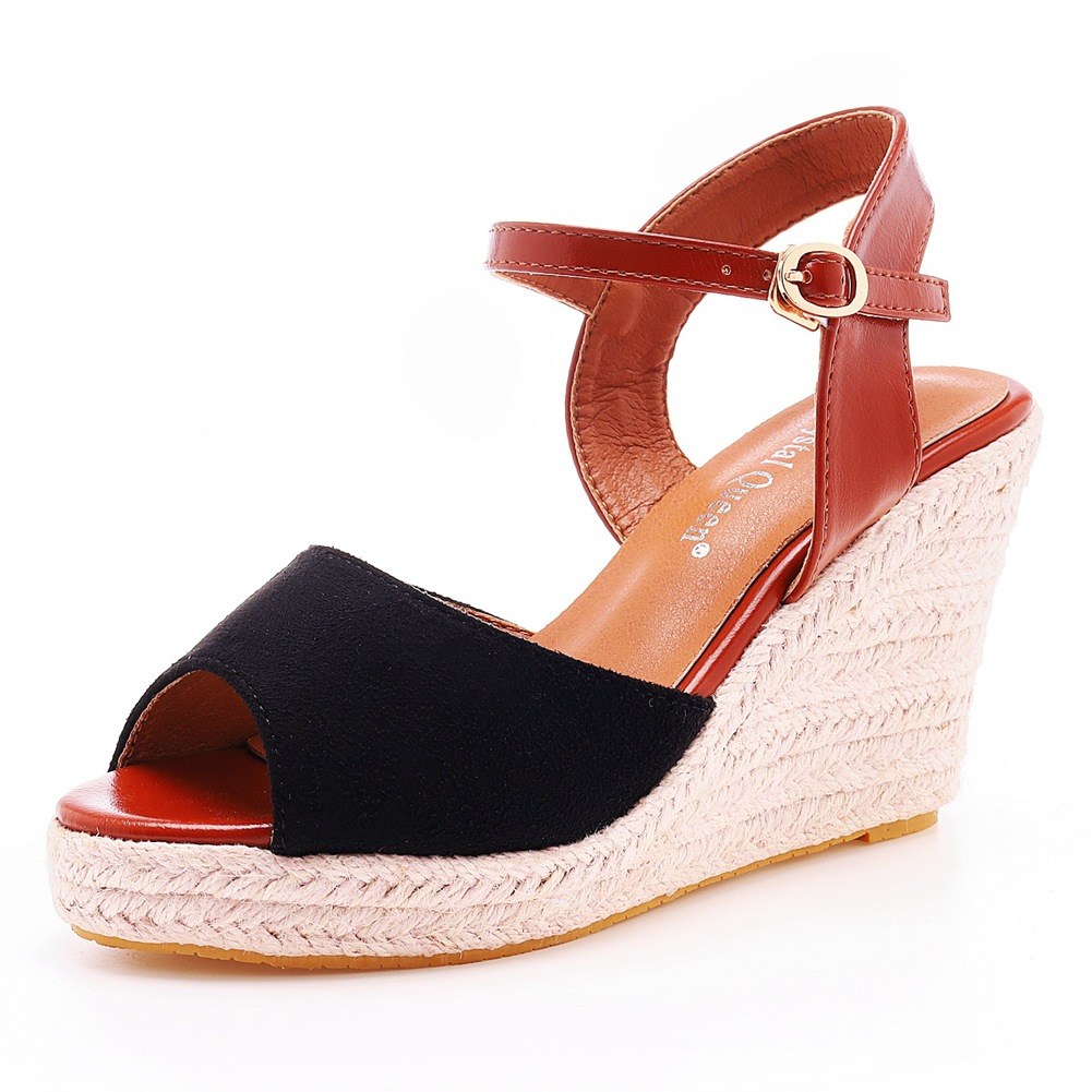 (image for) Two‑tone espadrille wedge with ankle strap