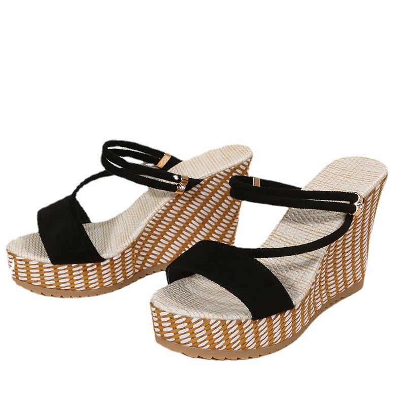 (image for) Buckle-strap wedge sandal with modern wide band